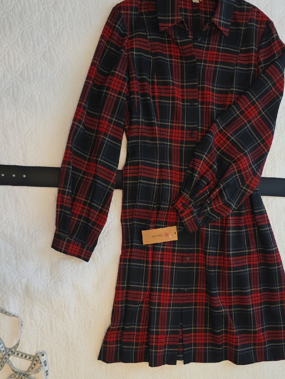 Daniel Cremieux Red and Black Plaid Button-Front Dress